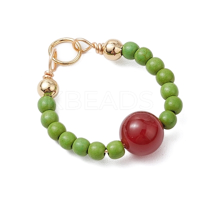 5Pcs 5 Colors Natural Carnelian(Dyd & Heated) and Dyed Synthetic Turquoise Pendants PALLOY-JF03191-1