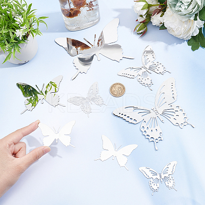12Pcs 6 Style Stainless Steel Butterfly Wall  Decoration Pendants STAS-UN0036-52P-1