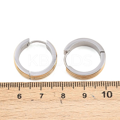 Two Tone 304 Stainless Steel Stripe Hoop Earrings EJEW-L307-03GP-1