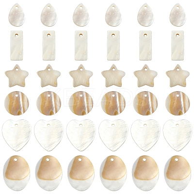 30Pcs 6 Styles Natural Freshwater Shell Pendants Sets SHEL-YW0001-11-1