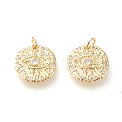 Brass Micro Pave Clear Cubic Zirconia Charms ZIRC-L098-022G-1
