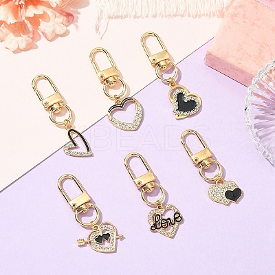 6Pcs Alloy Enamel & Rhinestone Pendant Decoration HJEW-YW00082-1