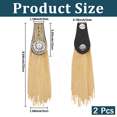 2Pcs Felt & Iron & Rhinestone Tassel Epaulette AJEW-CN0007-74C-G-1