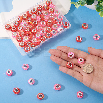 70Pcs 7 Colors Transparent Resin Rondelle European Beads RESI-TA0004-82-1