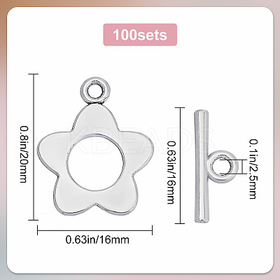 100Pcs Flower Tibetan Style Alloy Toggle Clasps FIND-SC0008-10-1