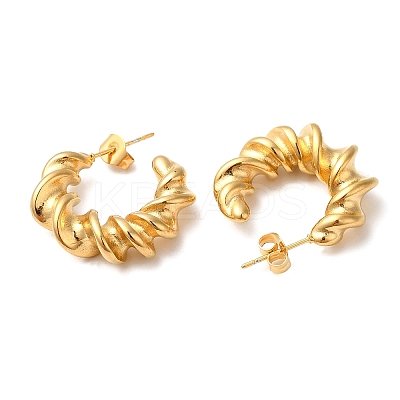 Ion Plating(IP) 304 Stainless Steel Twist Round Earrings X-EJEW-K244-29G-1