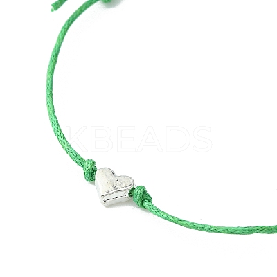 10Pcs 10 Color Alloy Heart Beaded Cord Bracelets Set BJEW-JB08182-1