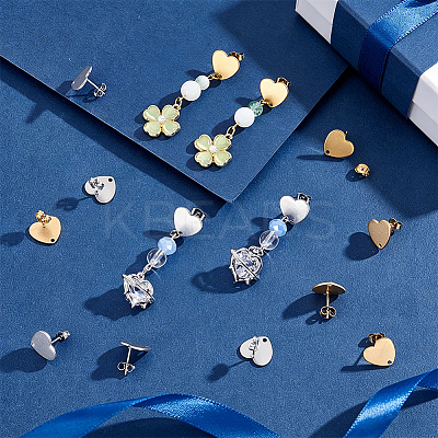 20Pcs 2 Colors Ion Plating(IP) 304 Stainless Steel Stud Earring Findings EJEW-UN0001-75-1