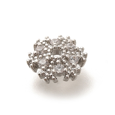 Rack Plating Brass Micro Pave Clear Cubic Zirconia Bead Caps KK-H508-22A-P-1