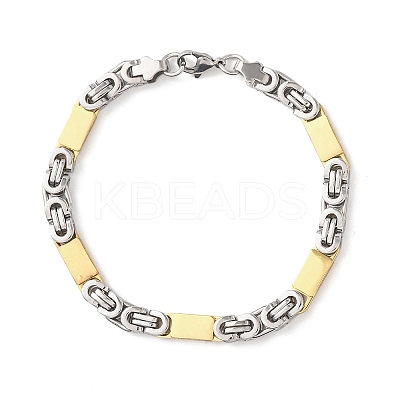 304 Stainless Steel Rectangle Link
Chain & Byzantine Chains Bracelets for Women Men BJEW-F527-08B-GP-1
