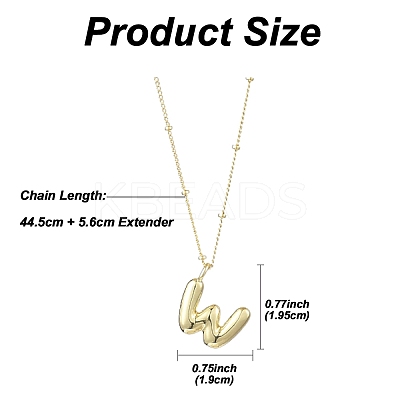 1Pc Initial Letter Brass Pendant Necklaces NJEW-YW0001-24W-1