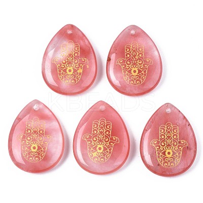 Cherry Quartz Glass Pendants G-T122-73L-1