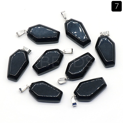 Natural Obsidian Pendants PW-WG38001-07-1
