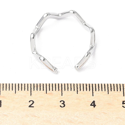 Non-Tarnish 304 Stainless Steel Wave Open Cuff Ring for Women RJEW-I085-13P-02-1