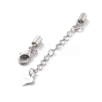 Anti-Tarnish Rhodium Plated 925 Sterling Silver Curb Chain Extender STER-G039-03D-P-1