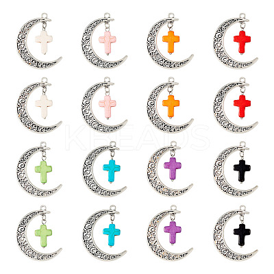 16Pcs 8 Colors Dyed Synthetic Turquoise Pendants FIND-TA0004-37-1