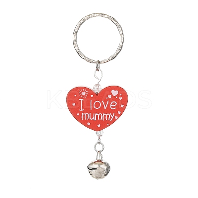 Wood Heart with Word I Love Mummy Keychains KEYC-JKC00582-1