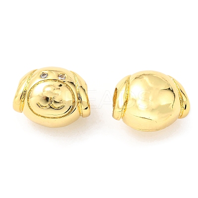 Brass Micro Pave Cubic Zirconia European Beads KK-M247-09G-1