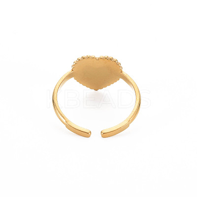 Ion Plating(IP) 304 Stainless Steel Heart Open Cuff Ring for Women RJEW-S405-219G-1