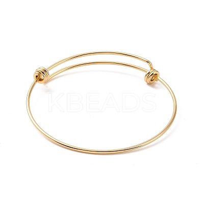 201 Stainless Steel Wire Wrap Extensible Bangle for Women BJEW-P285-04G-1