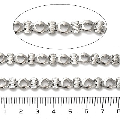 304 Stainless Steel Heart & Letter I Link Chains CHS-A016-58P-A-1