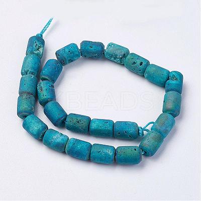 Electroplated Natural Druzy Geode Agate Bead Strands G-P251-C02-1