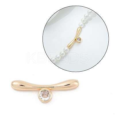 Brass Micro Pave Clear Cubic Zirconia Toggle Clasps Parts KK-U051-05G-1