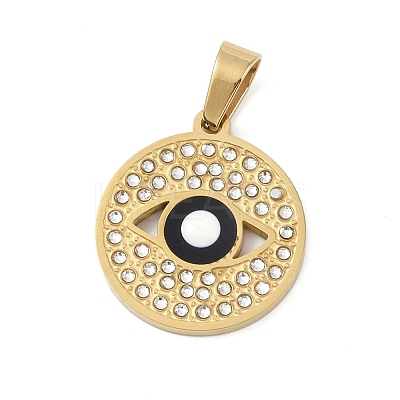 Ion Plating(IP) 304 Stainless Steel Enamel Rhinestone Pendants STAS-Q325-03C-G-1