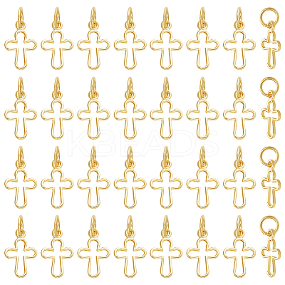 36PCS Brass Tiny Cross Charms KK-BC0014-41G-1