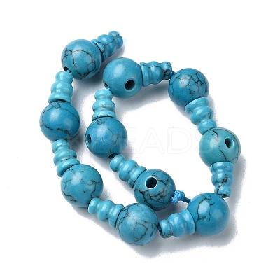 Synthetic Turquoise 3-Hole Guru Bead Strands G-K149-47-1