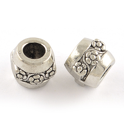 Tibetan Style Alloy European Large Hole Beads TIBEP-R304-099AS-LF-1