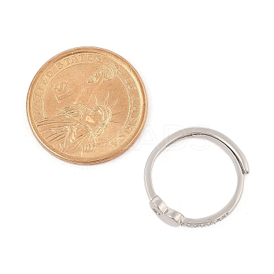 Brass Micro Pave Cubic Zirconia Adjustable Finger Rings for Women RJEW-U032-05P-1
