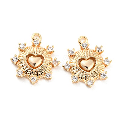 Brass Micro Pave Cubic Zirconia Charms KK-E090-32G-1