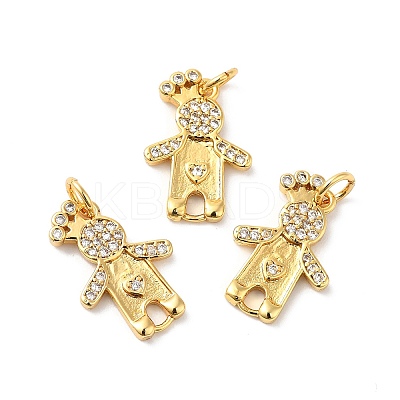 Rack Plating Brass Micro Pave Cubic Zirconia European Dangle Charms KK-D075-01G-1