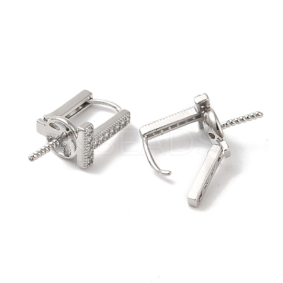 Brass Micro Pave Clear Cubic Zirconia Stud Earring Findings KK-U013-06P-1