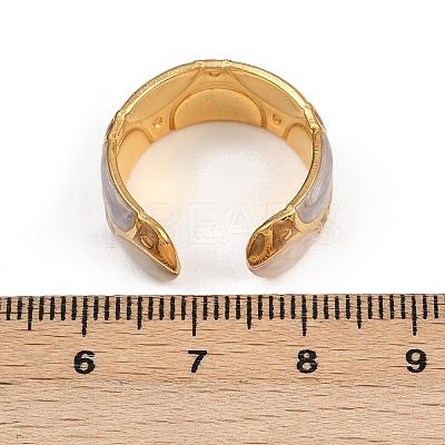 304 Stainless Steel Enamel Adjustable Cuff Rings for Women RJEW-A074-08G-1