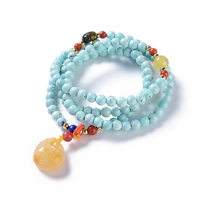 Synthetic Turquoise Beaded Necklaces NJEW-G332-02G-1