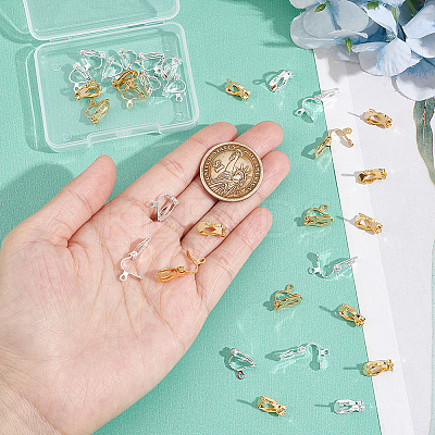 32Pcs 2 Colors Brass Clip-on Earring Findings KK-UN0001-87-1