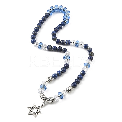 Alloy Star of David Pendant Necklace NJEW-JN04402-1