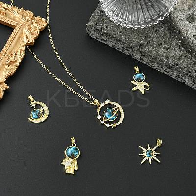 5Pcs 5 Styles Brass Micro Pave Cubic Zirconia Pendants KK-CJ0003-57-1