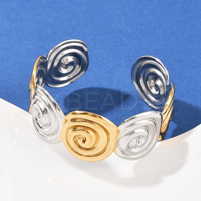 304 Stainless Steel Cuff Bangles for Women BJEW-G757-09GP-1