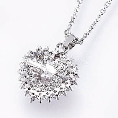 Brass Cubic Zirconia Pendant Necklaces NJEW-H486-03-1