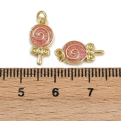 Brass Enamel Lollipop Charms KK-D424-20A-G-1