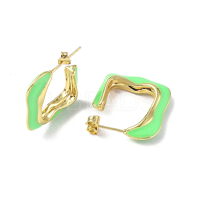 Enamel Twist Square Stud Earrings EJEW-P214-23G-02-1