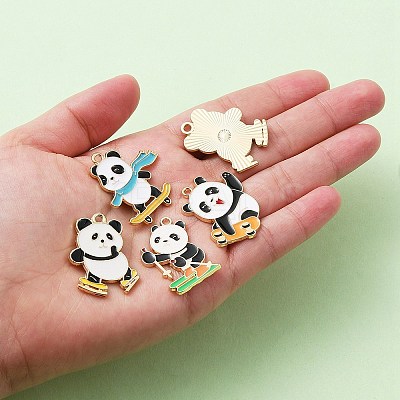 10Pcs 5 Style Rack Plating Alloy Enamel Pendants ENAM-YW0003-59-1
