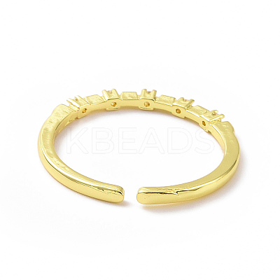 Clear Cubic Zirconia Thin Open Cuff Ring RJEW-H127-36G-1