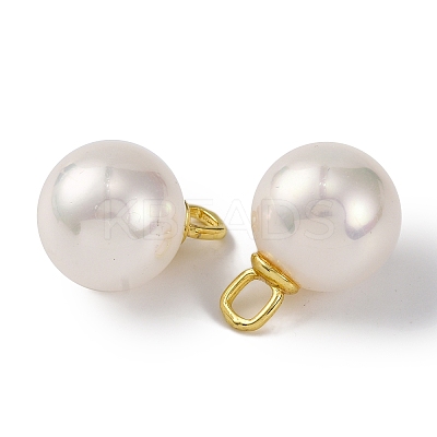 Rack Plating Brass & Shell Pearl Ball Pendants KK-B103-03A-G-1