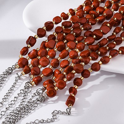 Natural Red Jasper Beaded Bracelets for Women G-P563-07P-10-1