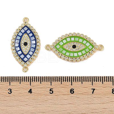 Rack Plating Brass Micro Pave Clear Cubic Zirconia Horse Eye Connector Charms KK-U032-27G-1