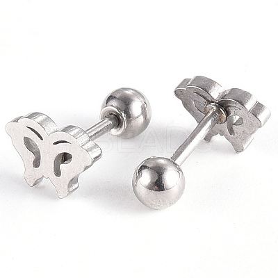 Tarnish Resistant 201 Stainless Steel Barbell Cartilage Earrings EJEW-R147-16-1